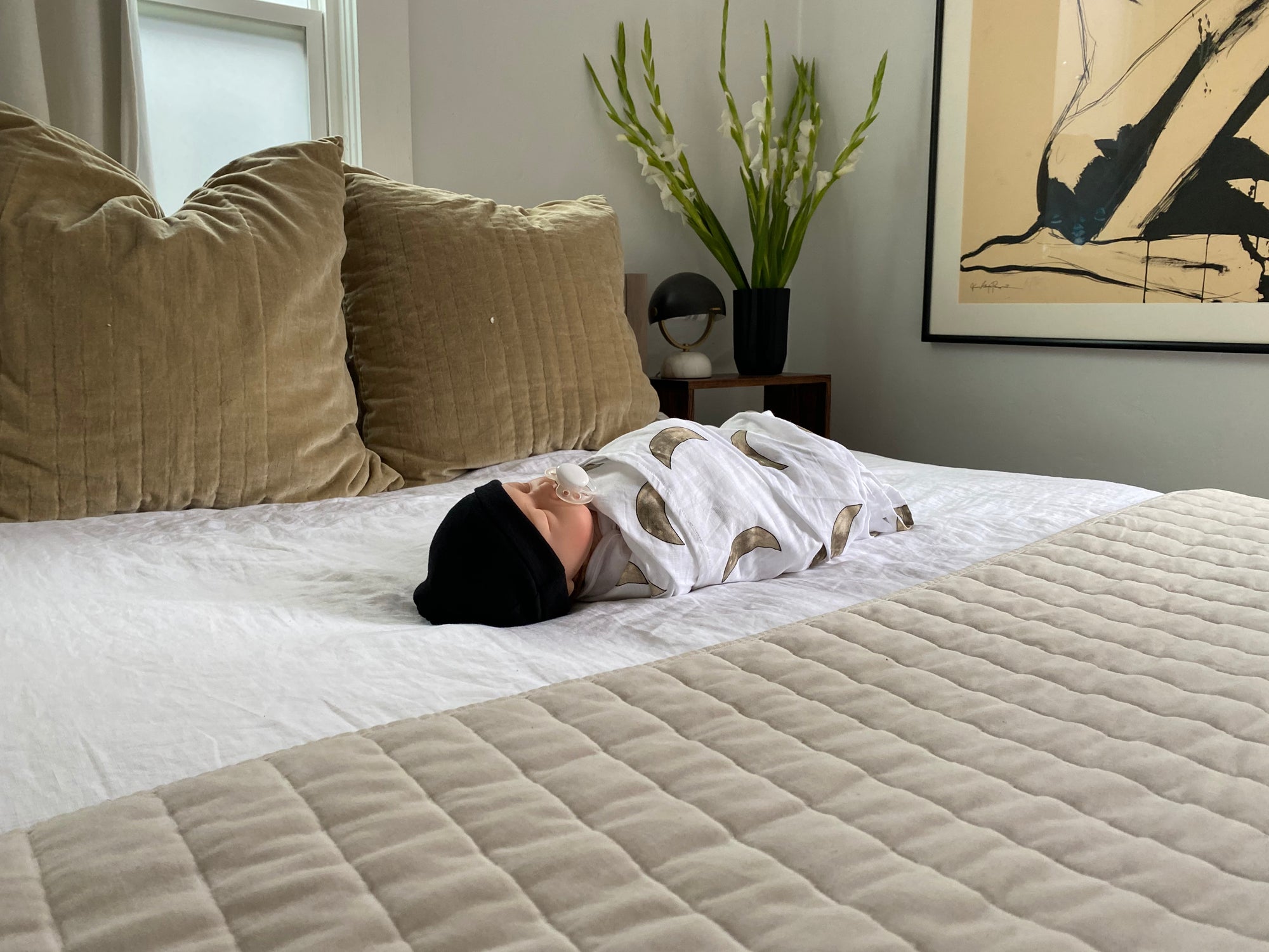 moon - organic cotton muslin swaddle blanket