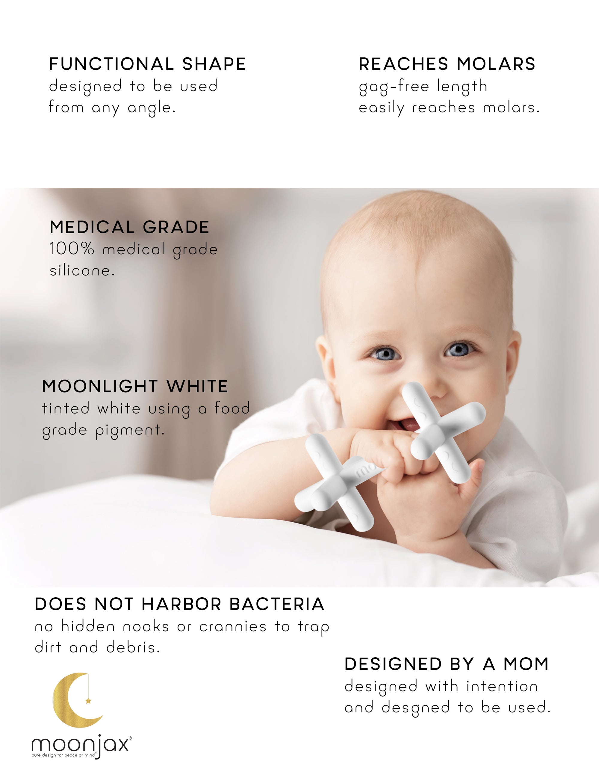The best baby teether: 1-pack moonlight white silicone teether